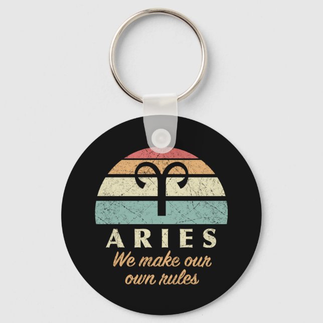Funny Aries Zodiac Rules Keychain (Front)