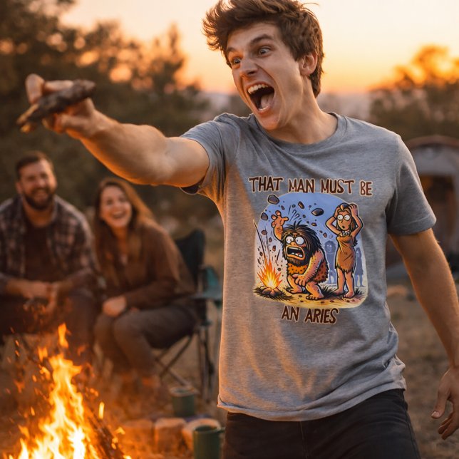 Funny Aries Zodiac Shirt Caveman Humor Tee (Creator Uploaded)