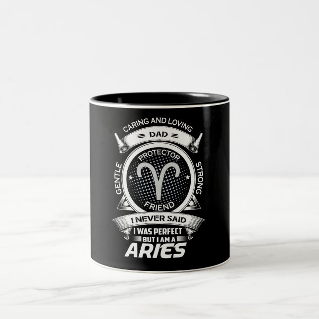 Funny Aries Zodiac Sign Two-Tone Coffee Mug (Center)