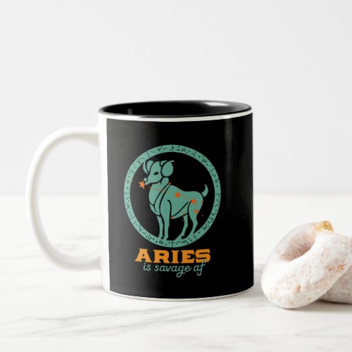 Funny Aries Zodiac Star Sign Astrology Birthday Two_Tone Coffee Mug