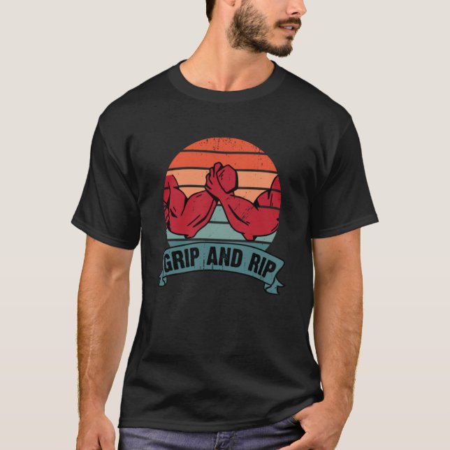 Funny Arm Wrestling Sports Power Arm Wrestler Grip T-Shirt (Front)