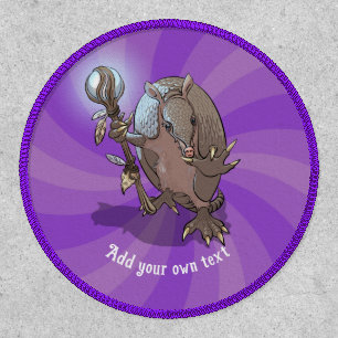 Funny Armadillo Add Your Own Text Hypnotic Cartoon Patch