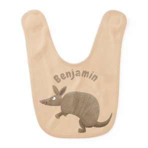 Funny armadillo happy cartoon illustration baby bib