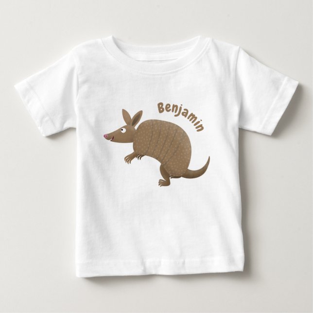 Funny armadillo happy cartoon illustration baby T-Shirt (Front)