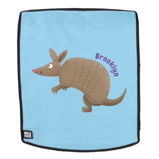 Funny armadillo happy cartoon illustration backpack (Removable Face)