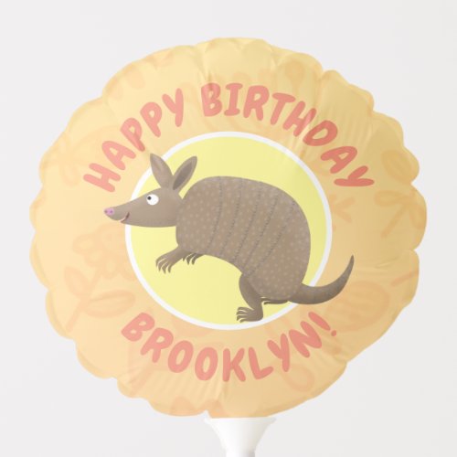 Funny armadillo happy cartoon illustration balloon