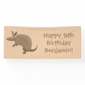Funny armadillo happy cartoon illustration banner