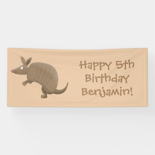 Funny armadillo happy cartoon illustration banner