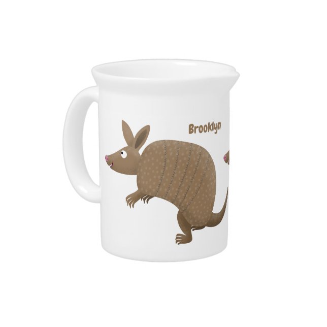 Funny armadillo happy cartoon illustration beverage pitcher (Left)