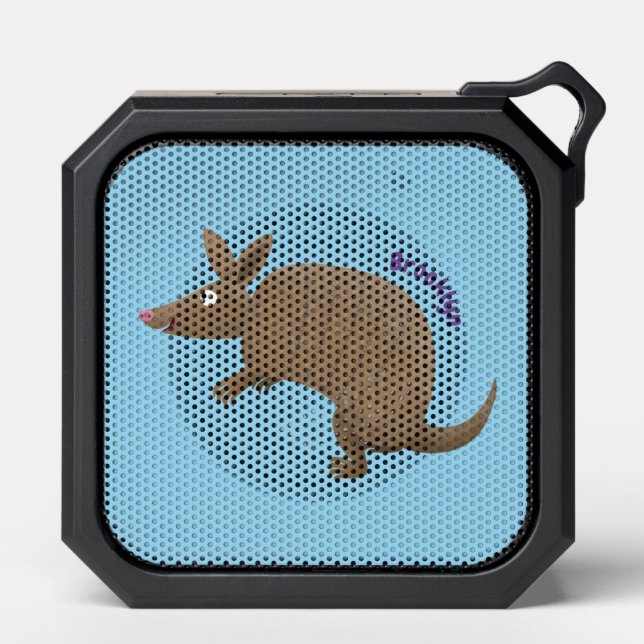 Funny armadillo happy cartoon illustration bluetooth speaker (Front)