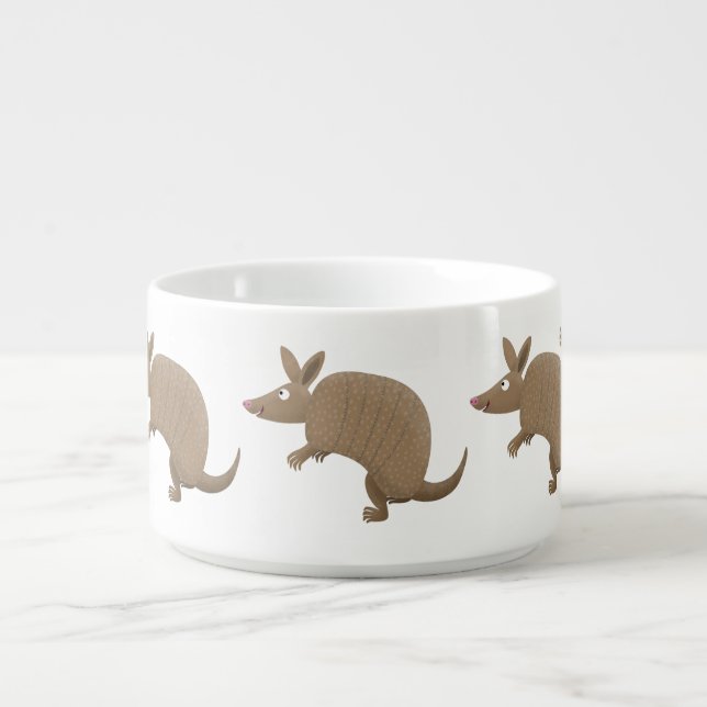Funny armadillo happy cartoon illustration bowl (Center)
