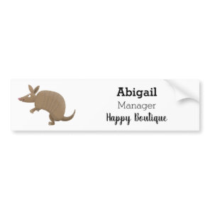 Funny armadillo happy cartoon illustration  bumper sticker