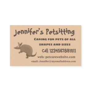 Funny armadillo happy cartoon illustration business card
