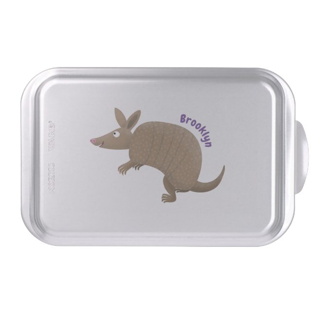Funny armadillo happy cartoon illustration  cake pan (Front)