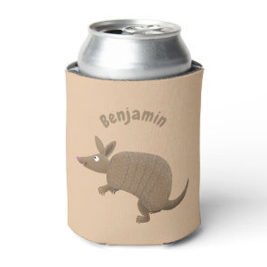 Funny armadillo happy cartoon illustration can cooler