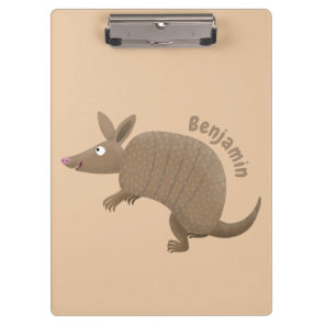 Funny armadillo happy cartoon illustration clipboard