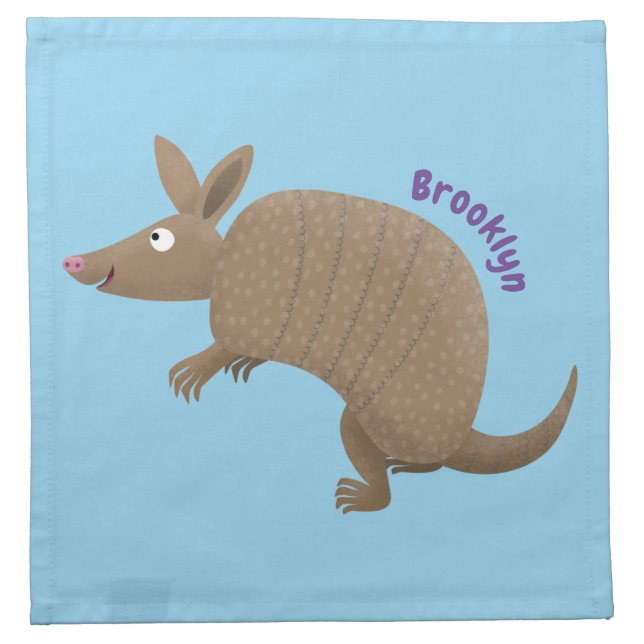 Funny armadillo happy cartoon illustration cloth napkin (Front)