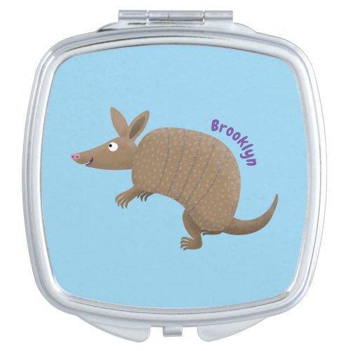 Funny armadillo happy cartoon illustration compact mirror