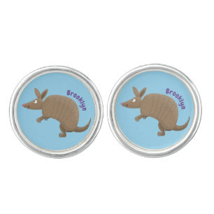 Funny armadillo happy cartoon illustration cufflinks