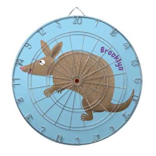 Funny armadillo happy cartoon illustration dart board