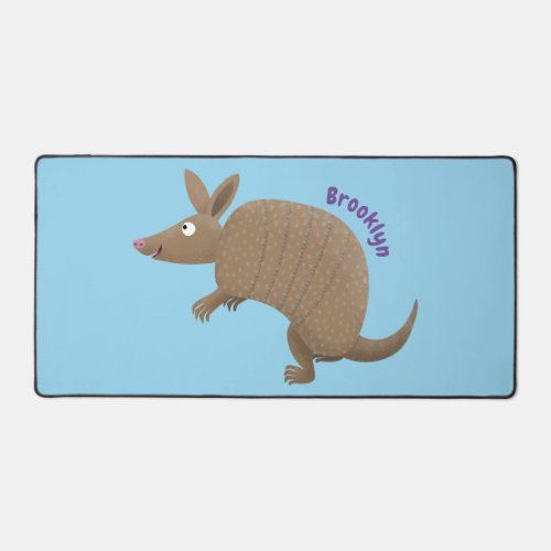 Funny armadillo happy cartoon illustration desk mat