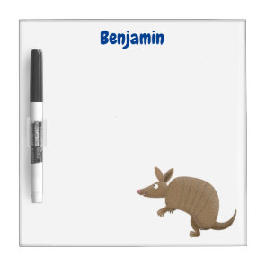Funny armadillo happy cartoon illustration dry erase board