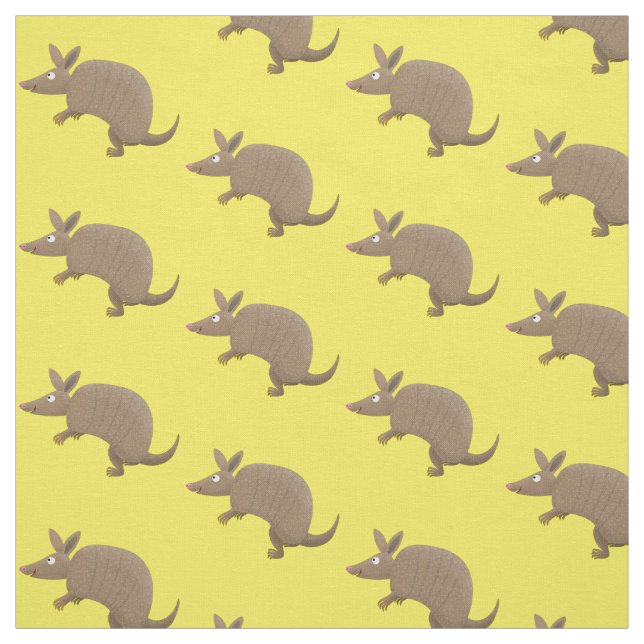 Funny armadillo happy cartoon illustration fabric (Swatch)