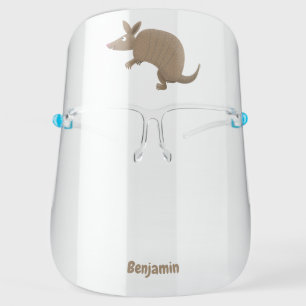 Funny armadillo happy cartoon illustration face shield