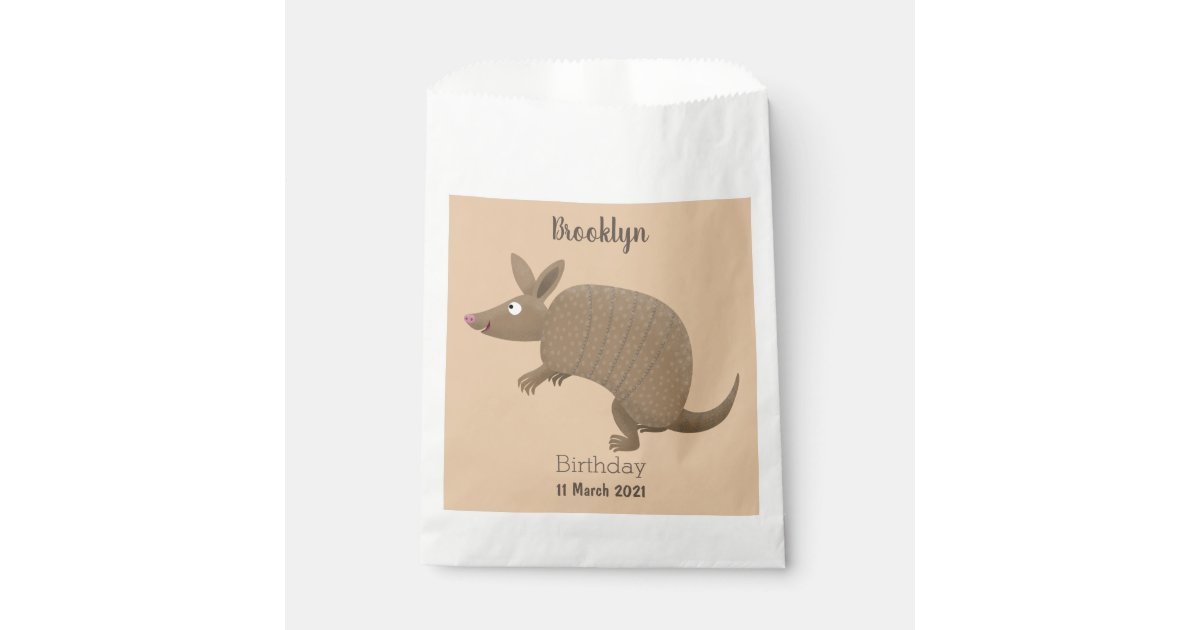 Funny Armadillo Happy Cartoon Illustration Favor Bag Zazzle