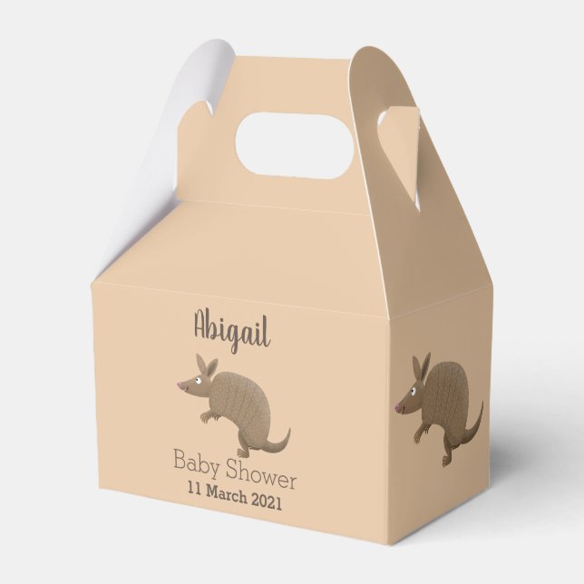 Funny armadillo happy cartoon illustration favor boxes (Front Side)
