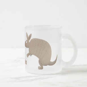 Funny armadillo happy cartoon illustration frosted glass coffee mug