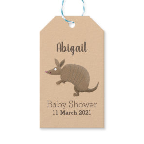 Funny armadillo happy cartoon illustration gift tags