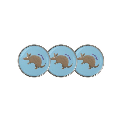 Funny armadillo happy cartoon illustration golf ball marker