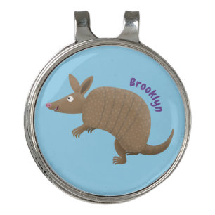 Funny armadillo happy cartoon illustration golf hat clip