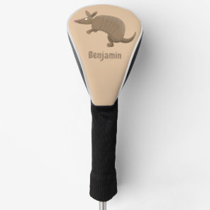 Funny armadillo happy cartoon illustration golf head cover