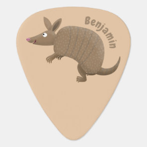 Funny armadillo happy cartoon illustration guitar pick