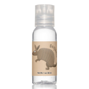 Funny armadillo happy cartoon illustration hand sanitizer