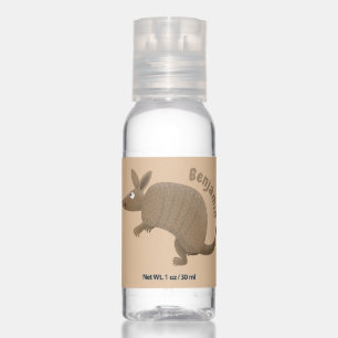 Funny armadillo happy cartoon illustration hand sanitizer