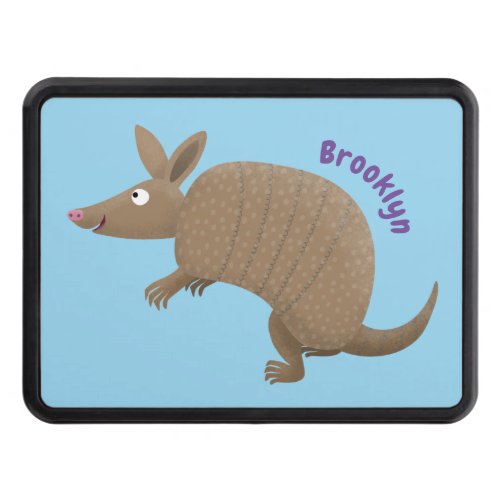 Funny armadillo happy cartoon illustration hitch cover