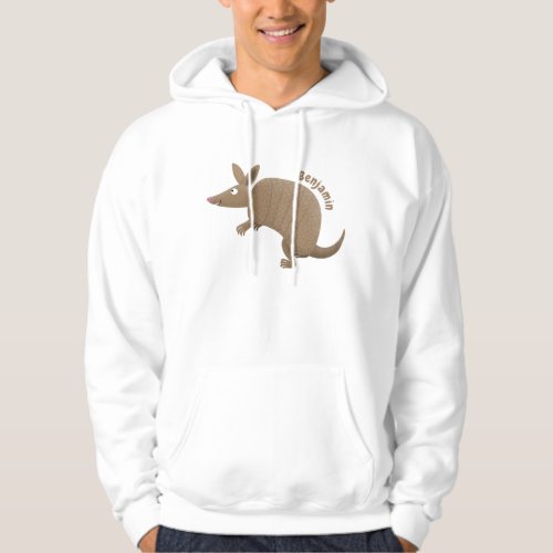 Funny armadillo happy cartoon illustration hoodie