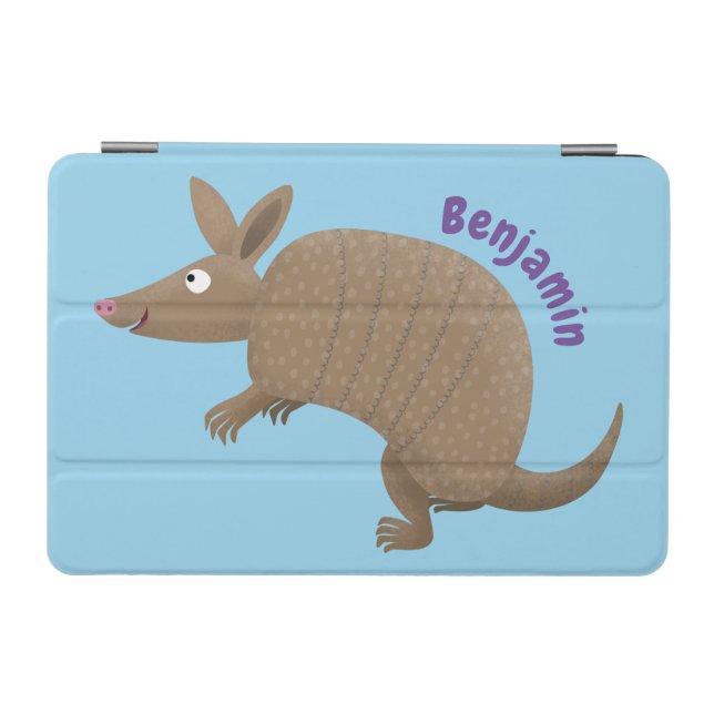 Funny armadillo happy cartoon illustration iPad mini cover (Horizontal)