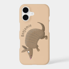 Funny armadillo happy cartoon illustration iPhone 17 case
