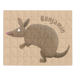 Funny armadillo happy cartoon illustration jigsaw puzzle