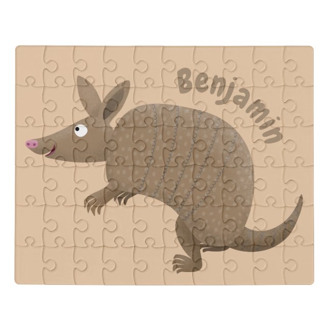 Funny armadillo happy cartoon illustration jigsaw puzzle (Puzzle Horizontal)