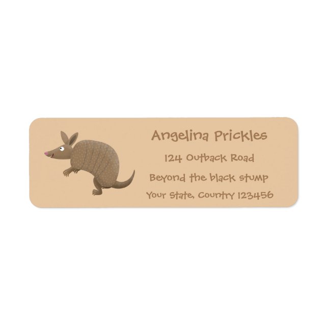 Funny armadillo happy cartoon illustration label (Front)