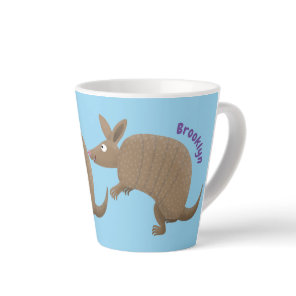 Funny armadillo happy cartoon illustration latte mug