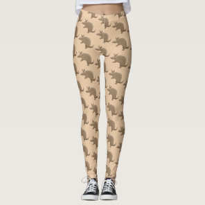 Funny armadillo happy cartoon illustration leggings