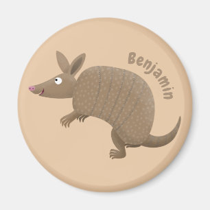 Funny armadillo happy cartoon illustration magnet