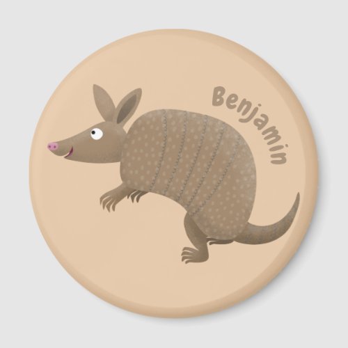 Funny armadillo happy cartoon illustration magnet