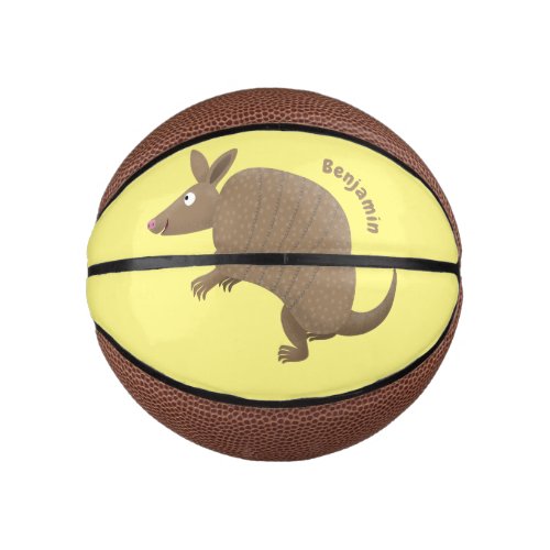 Funny armadillo happy cartoon illustration mini basketball